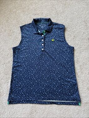 Magnolia Lane Masters Tech Women’s Sleeveless Golf Polo Navy Printed